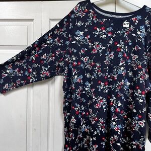 Floral Ling Sleeve Top Women’s Plus Size 6X Cotton Bland